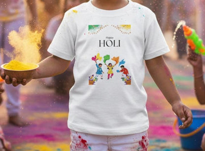 Happy Holi Kids Playing Colors Toddler Tee | Holi Festival Shirt