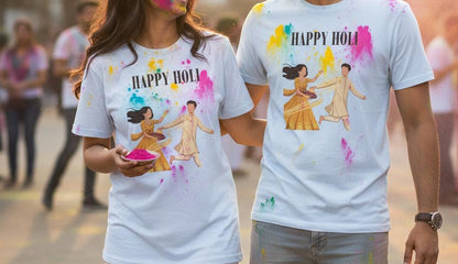 Happy Holi kids playing color powder T-Shirt | Holi festival colors design