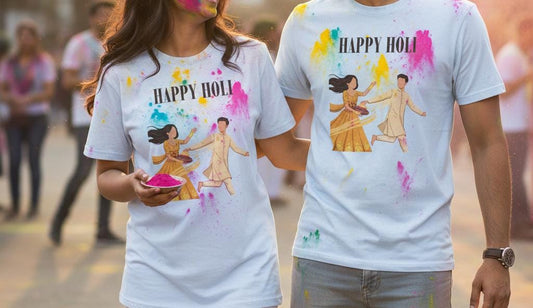Happy Holi kids playing color powder T-Shirt | Holi festival colors design