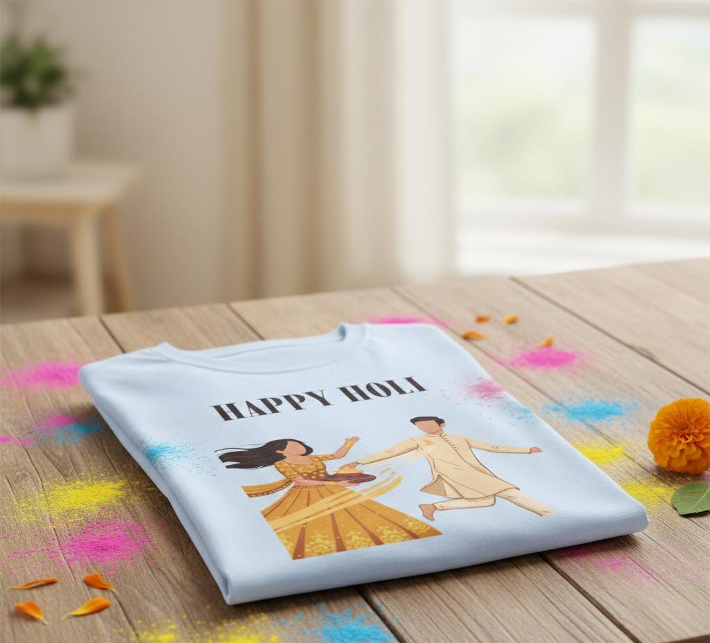 Happy Holi kids playing color powder T-Shirt | Holi festival colors design