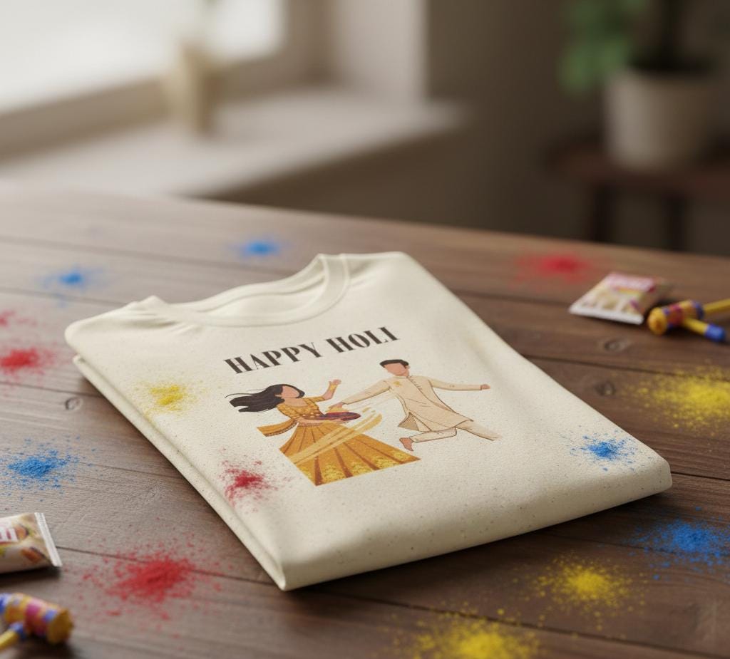 Happy Holi kids playing color powder T-Shirt | Holi festival colors design