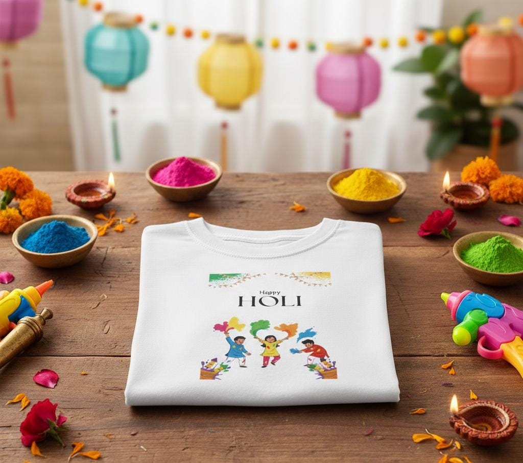 Happy Holi Kids Playing Colors Toddler Tee | Holi Festival Shirt