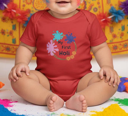 My First Holi Infant Bodysuit | Baby Holi Onesie, Colorful Powder Design
