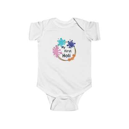My First Holi Infant Bodysuit | Baby Holi Onesie, Colorful Powder Design