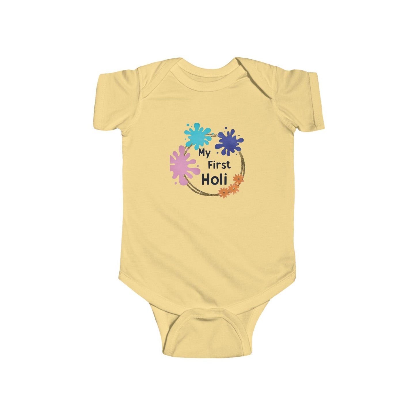 My First Holi Infant Bodysuit | Baby Holi Onesie, Colorful Powder Design