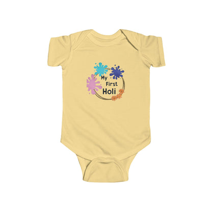 My First Holi Infant Bodysuit | Baby Holi Onesie, Colorful Powder Design