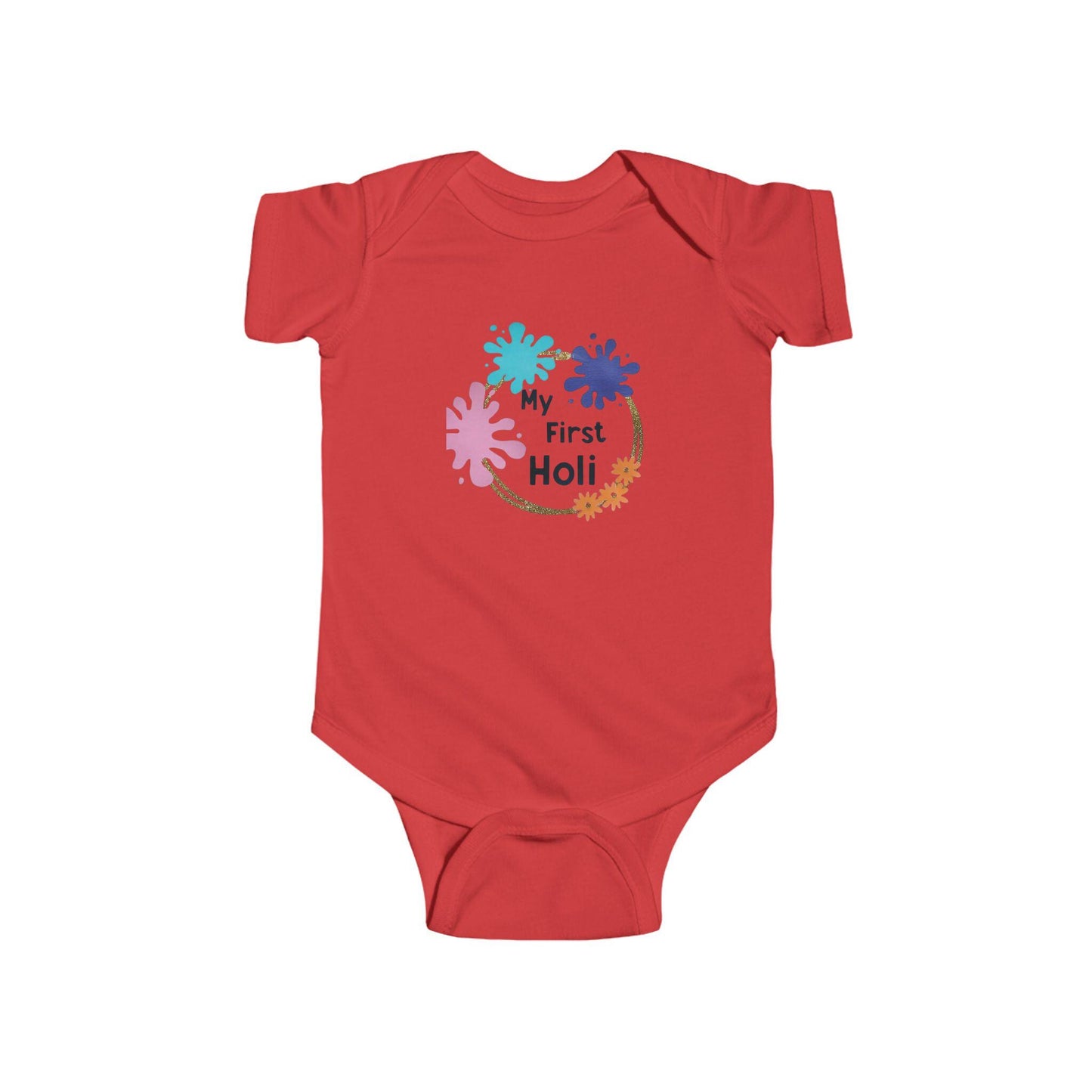My First Holi Infant Bodysuit | Baby Holi Onesie, Colorful Powder Design