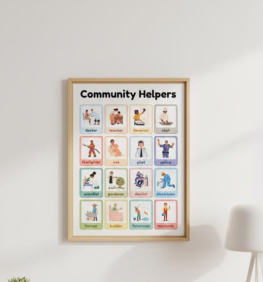 Community Helpers Poster, Kids Career Wall Art, Montessori Classroom Decor (Digital Download)