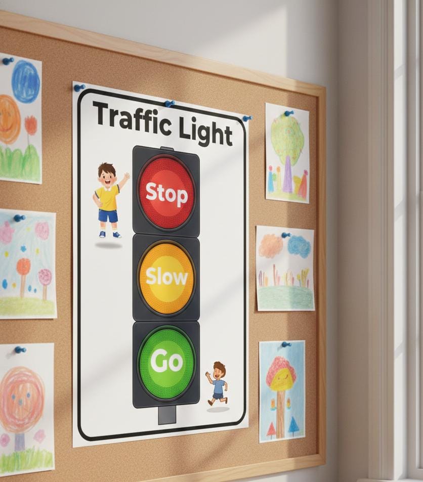 Traffic Light Safety Poster, Stop Slow Go, Nursery Decor (Digital Download)