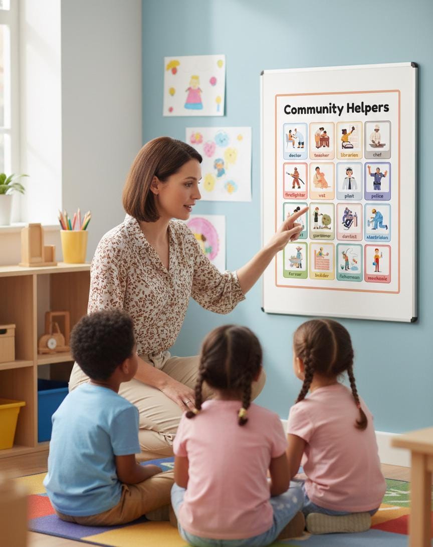 Community Helpers Poster, Kids Career Wall Art, Montessori Classroom Decor (Digital Download)
