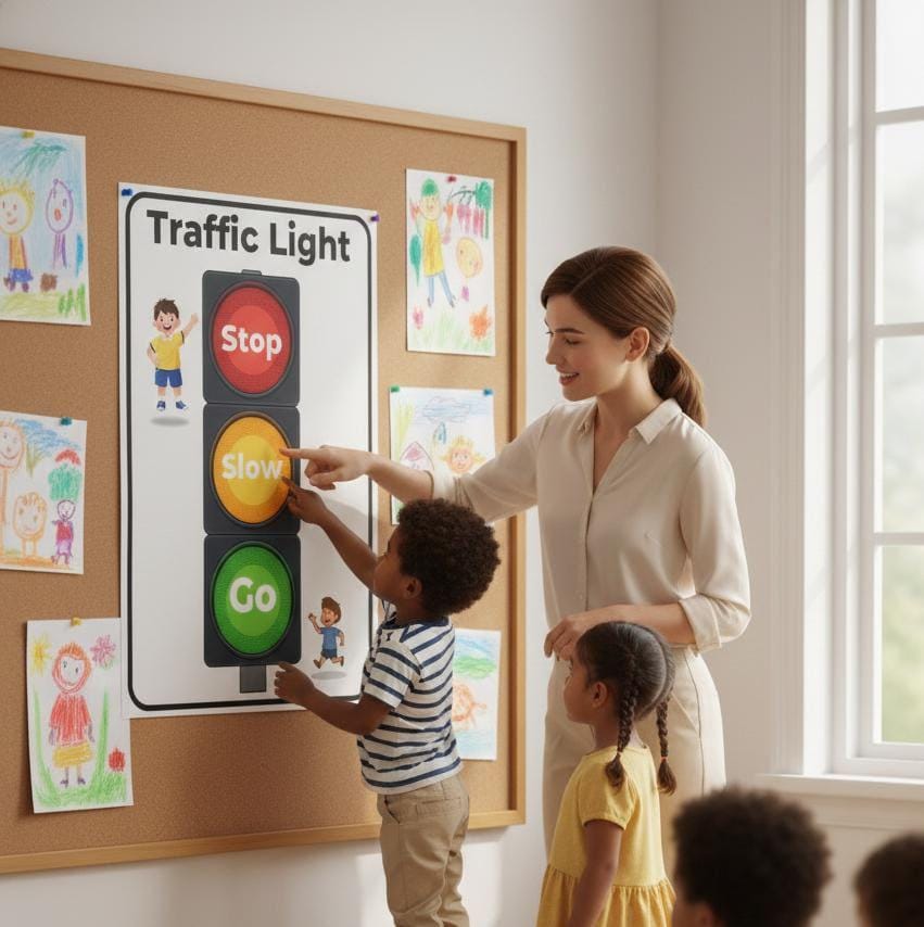 Traffic Light Safety Poster, Stop Slow Go, Nursery Decor (Digital Download)