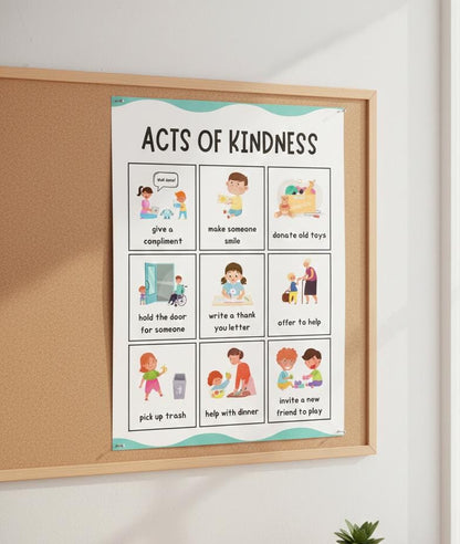 Acts of Kindness Poster, Social Emotional Learning, Playroom Decor (Digital Download A4 Size)