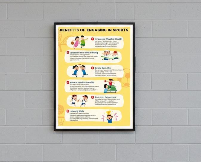 Benefits of Sports Poster, Kids Classroom Decor (Digital Download)