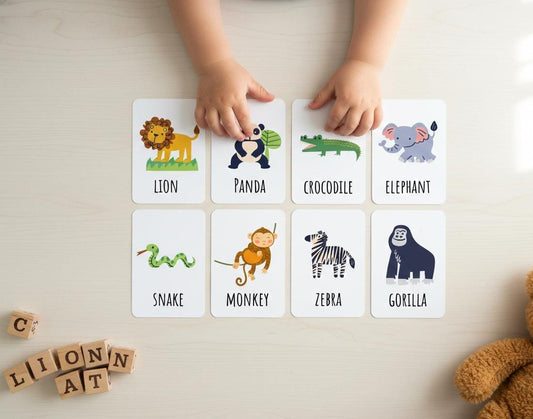Animal flashcards for toddlers, montessori learning cards (digital download)