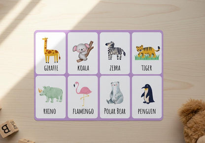 Animal flashcards for toddlers, montessori learning cards (digital download)
