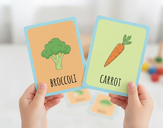 Vegetable flashcards for toddlers, montessori nutrition learning (digital download)