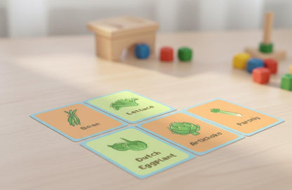 Vegetable flashcards for toddlers, montessori nutrition learning (digital download)