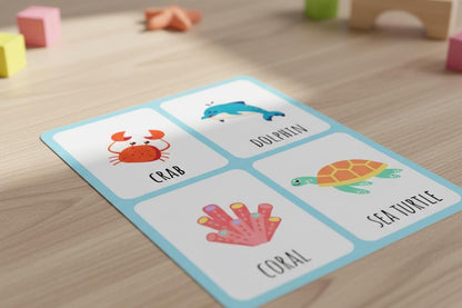 Ocean animal flashcards, montessori sea life cards (digital download)
