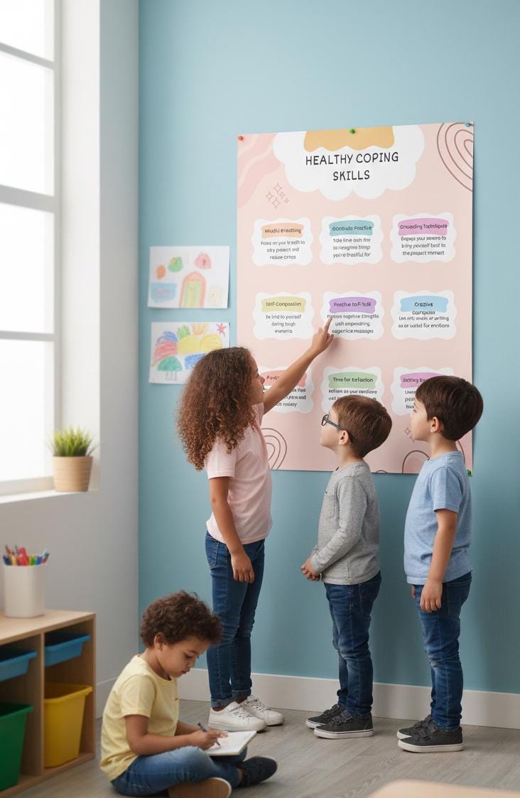 Kids Calming Strategies Poster, Emotional Regulation, Coping Skills (Digital Download)