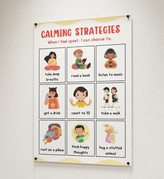 Kids Calming Strategies Poster, Emotional Regulation, Daily Routine (Digital Download A4 Size PDF & PNG)