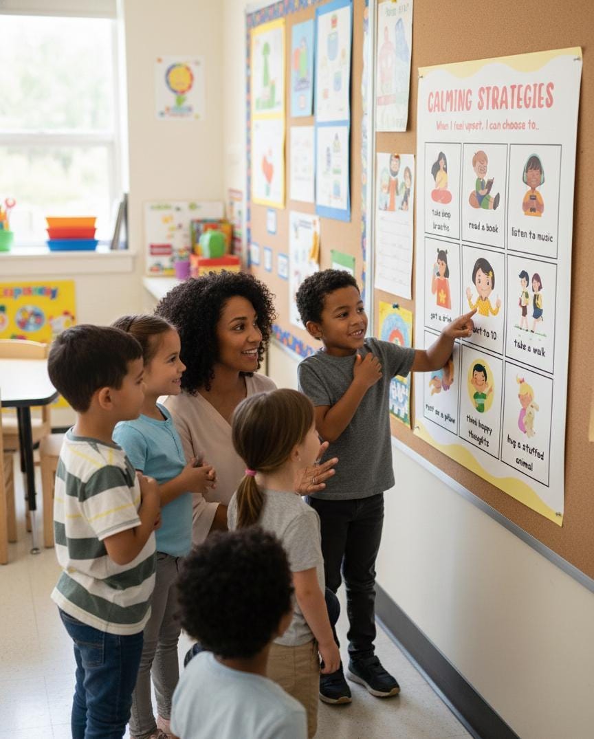 Kids Calming Strategies Poster, Emotional Regulation, Daily Routine (Digital Download A4 Size PDF & PNG)