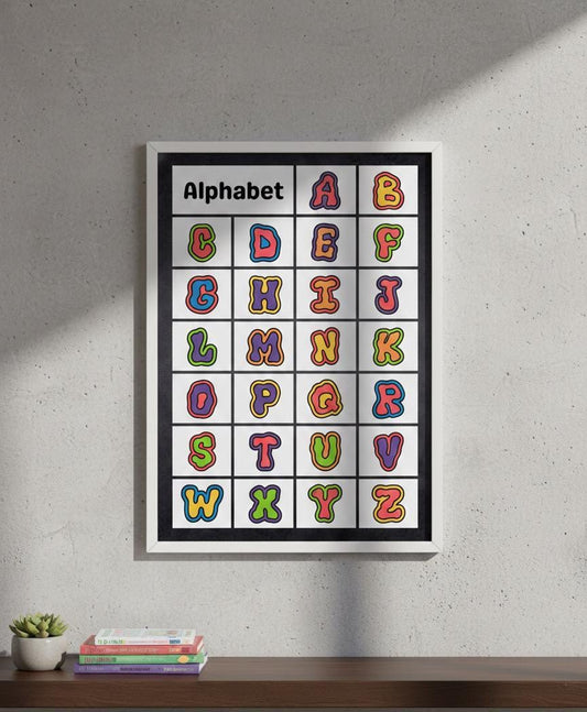Groovy Bubble Letter Alphabet Poster, Retro ABC Chart (Digital Download)