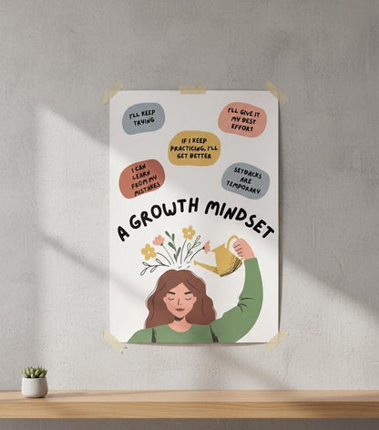 Growth Mindset Poster for Kids, Positive Affirmations Classroom Decor (Digital Download)