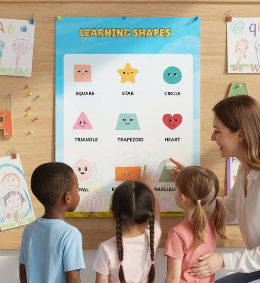 Learning Shapes Poster, Colorful Geometry, Montessori Classroom Decor (Digital Download)