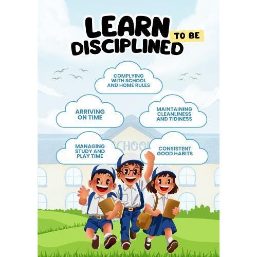 Learn Discipline Kids Poster, Classroom Homeschool Decor (Digital Download)