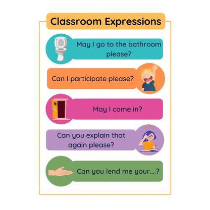 Classroom Expressions Poster, Polite Requests, ESL Teacher Resource (Digital Print A4 Size)