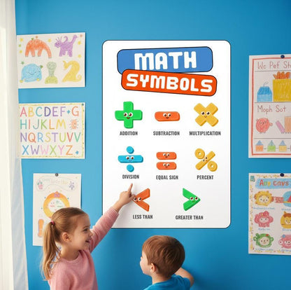 Math Symbols Educational Poster, Elementary Homeschool Decor (Digital Download A4 Size PDF & PNG )