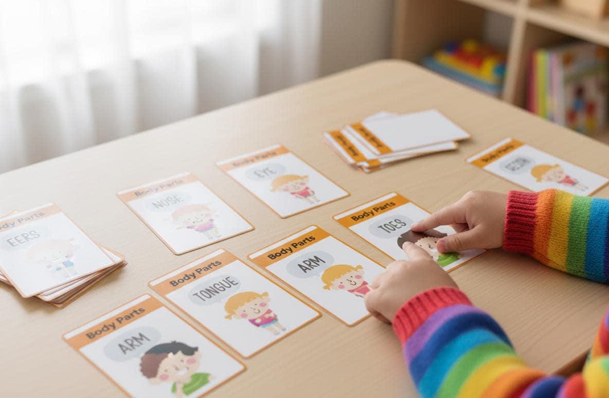 Body parts flashcards for kids, human anatomy for toddlers, montessori my body printables, preschool science, digital download