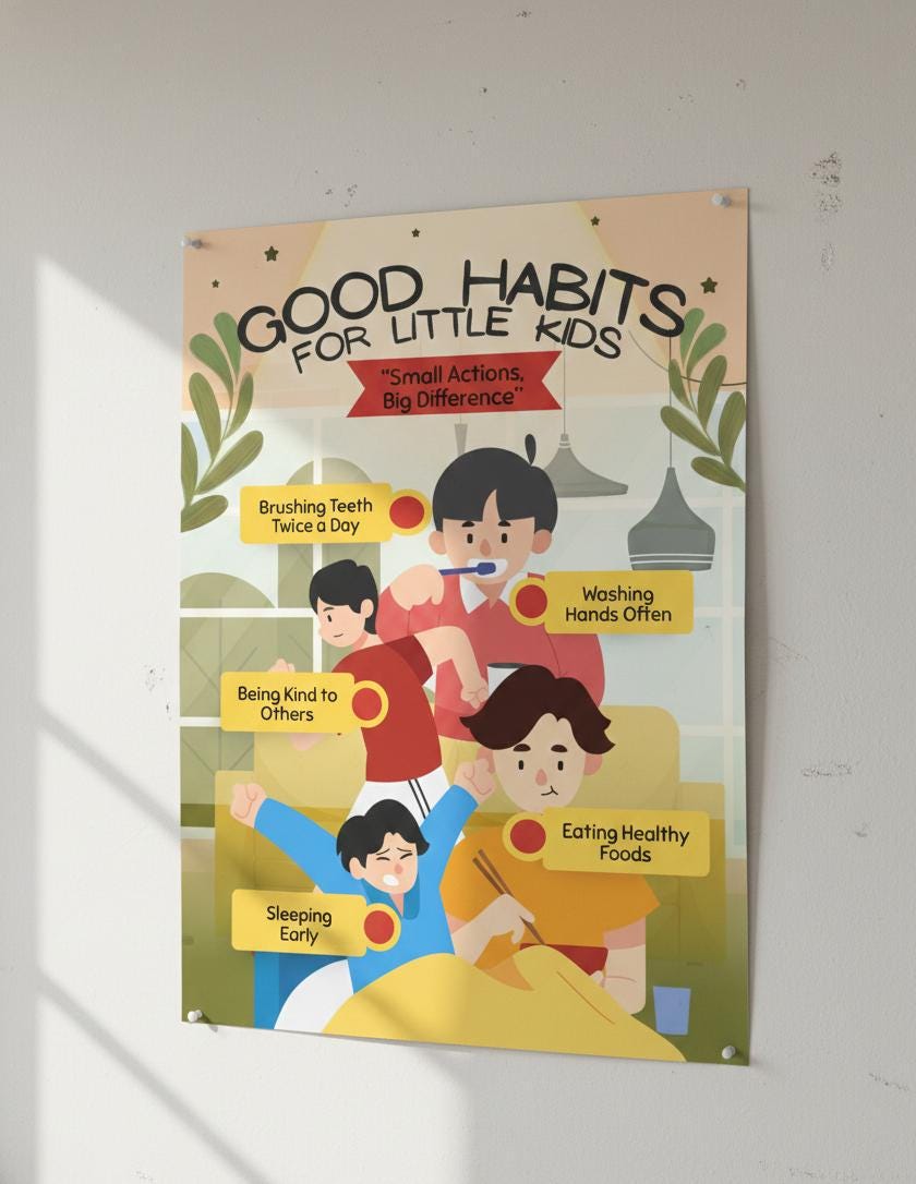 Good Habits Flashcards, Positive Manners, Preschool Learning (Digital Download)