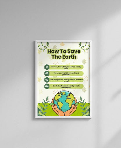 Save the Earth Poster, Eco-Friendly Kids Wall Art (Digital Download)