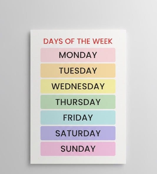 Days of the Week Poster, Pastel Montessori Calendar (Digital Download)