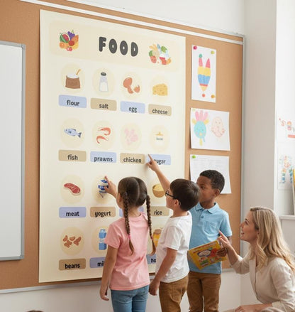 Kids Food Poster, Kitchen Vocabulary Art, Montessori Learning (Digital Download)