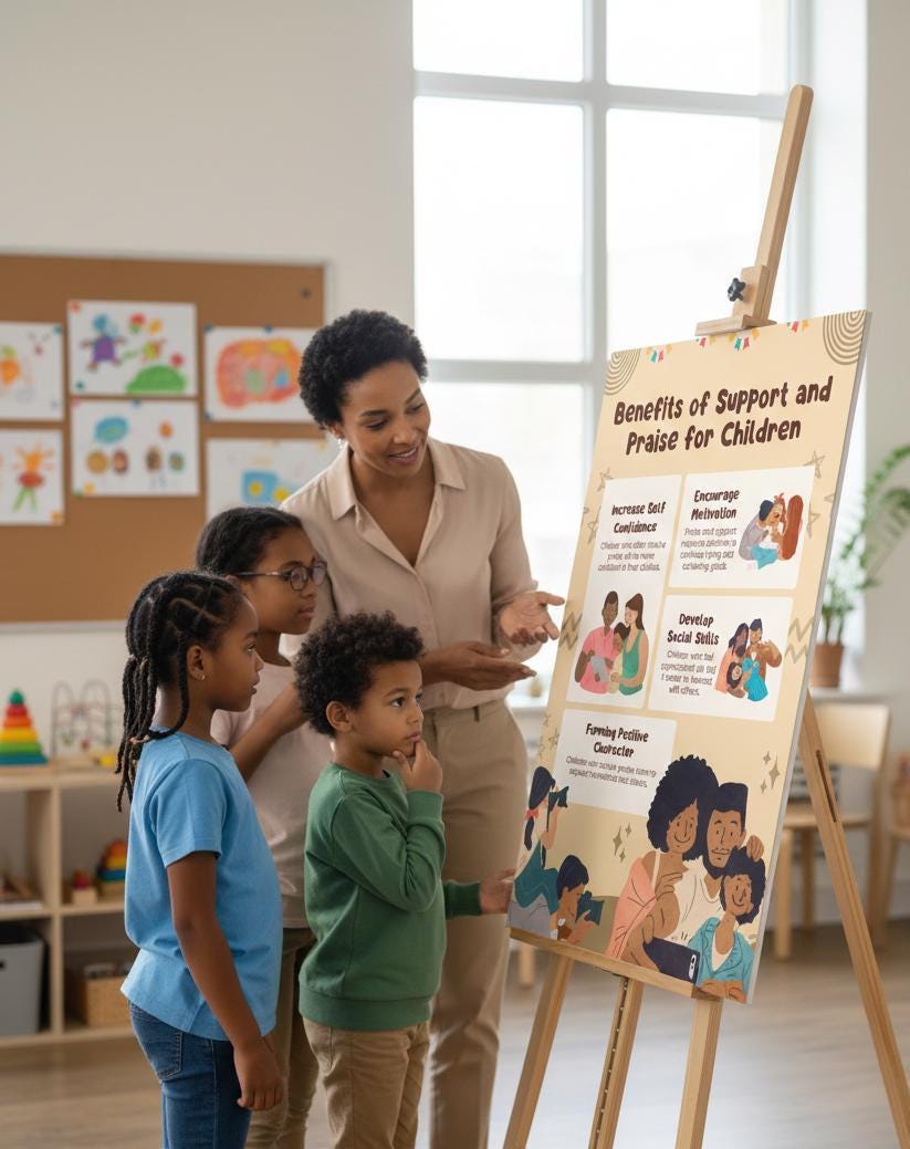 Positive parenting guide poster, benefits of praise, growth mindset (digital download)