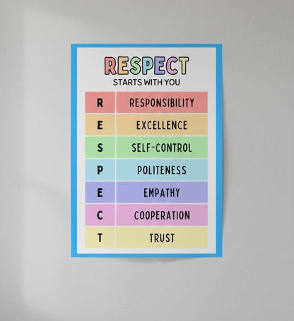 Respect acrostic poster, classroom decor, school values (digital download)