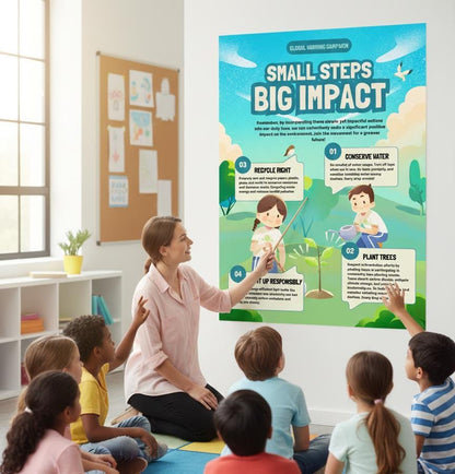 Global warming campaign poster, earth day classroom art (digital download)