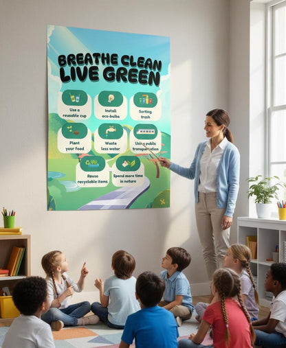 Sustainability poster for kids, eco-friendly habits, classroom decor (digital download)