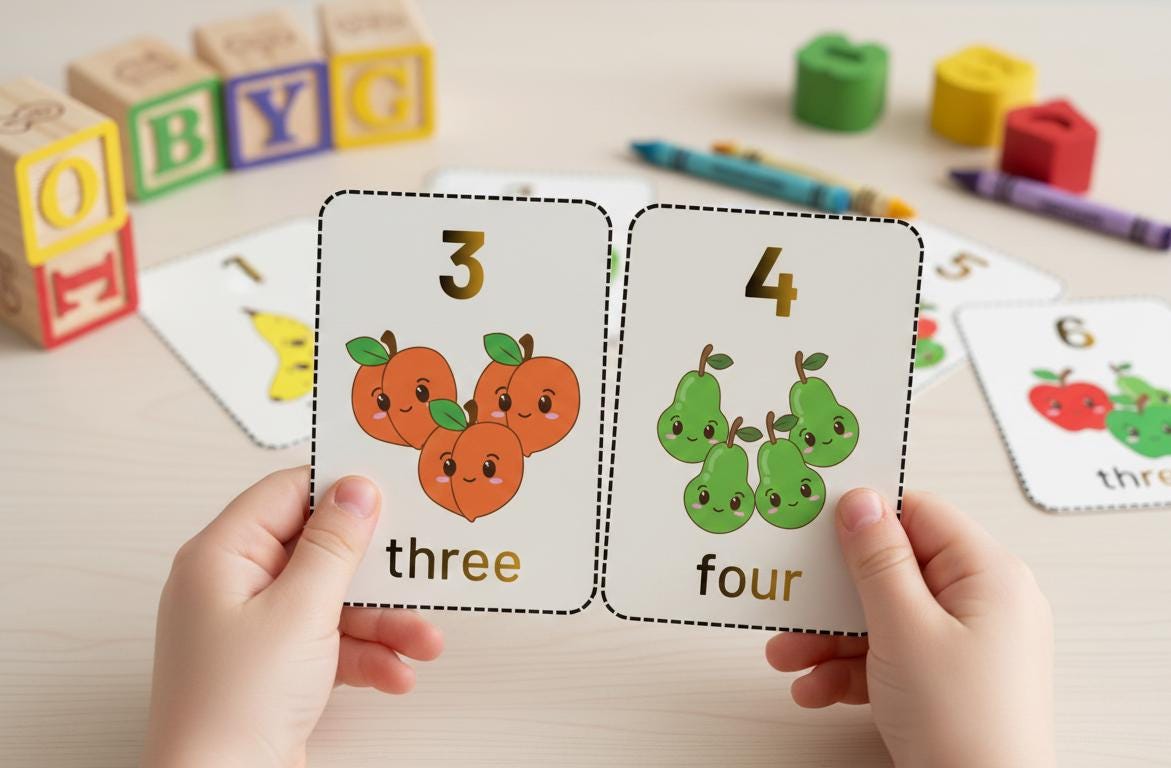 Montessori Number Flashcards 1-10, Counting Practice (Digital Download)