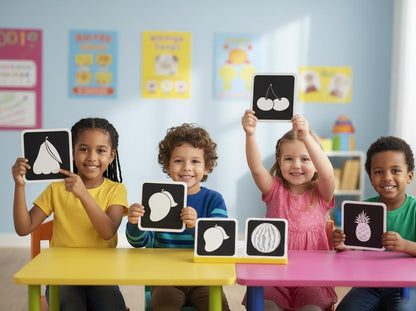Newborn Sensory Flashcards, High Contrast Montessori Cards (Digital Download A4 Size PDF & PNG )