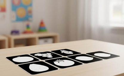 Newborn Sensory Flashcards, High Contrast Montessori Cards (Digital Download A4 Size PDF & PNG )