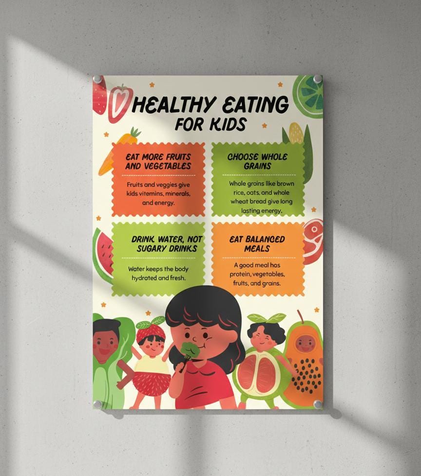 Healthy Eating Flashcards, Nutrition Learning, Montessori Food Groups (Digital Download)