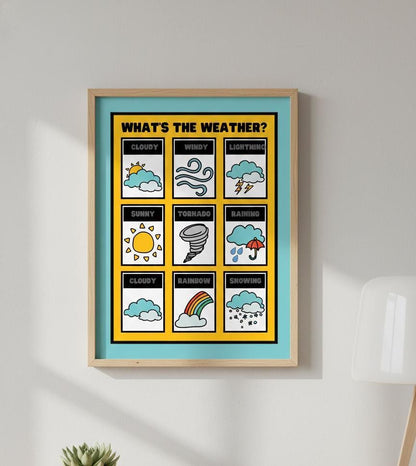 Kids Weather Chart, Montessori Classroom Decor (Digital Download A4 PDF & PNG )