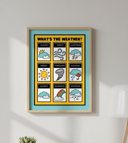 Kids Weather Chart, Montessori Classroom Decor (Digital Download A4 PDF & PNG )