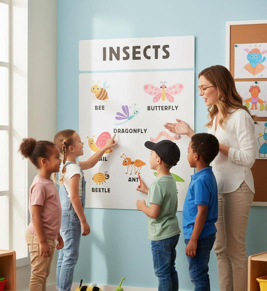 Insect Educational Poster, Colorful Bugs Wall Art, Homeschool Print (Digital Download)