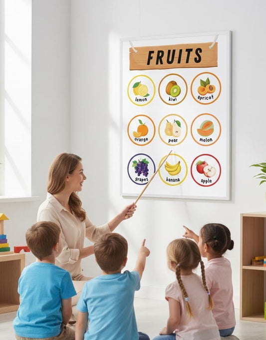 Watercolor Fruits Poster, Montessori Kitchen Decor (Digital Download)