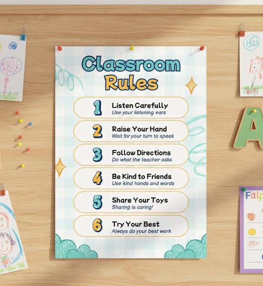Classroom Rules Poster, Kids Expectations, Behavior Guide (Digital Download)