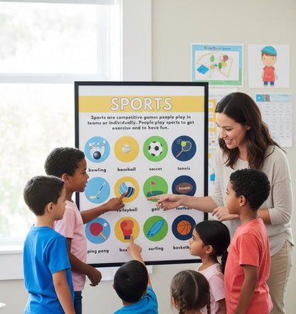Sports Vocabulary Chart, Kids Educational Poster (Digital Download)
